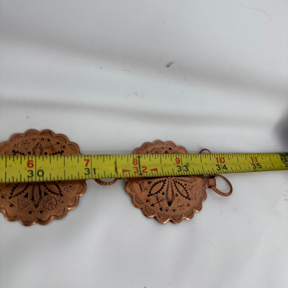 Vintage Copper Concho Belt Southwestern Western Stamped Medallion 32-34" - Picture 3 of 4